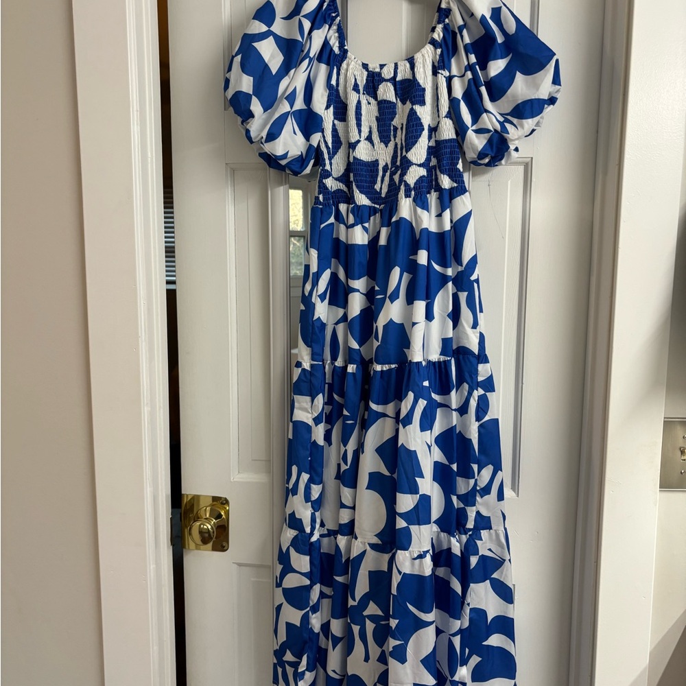 Blue and White Maxi Dress - Picture 2 of 4